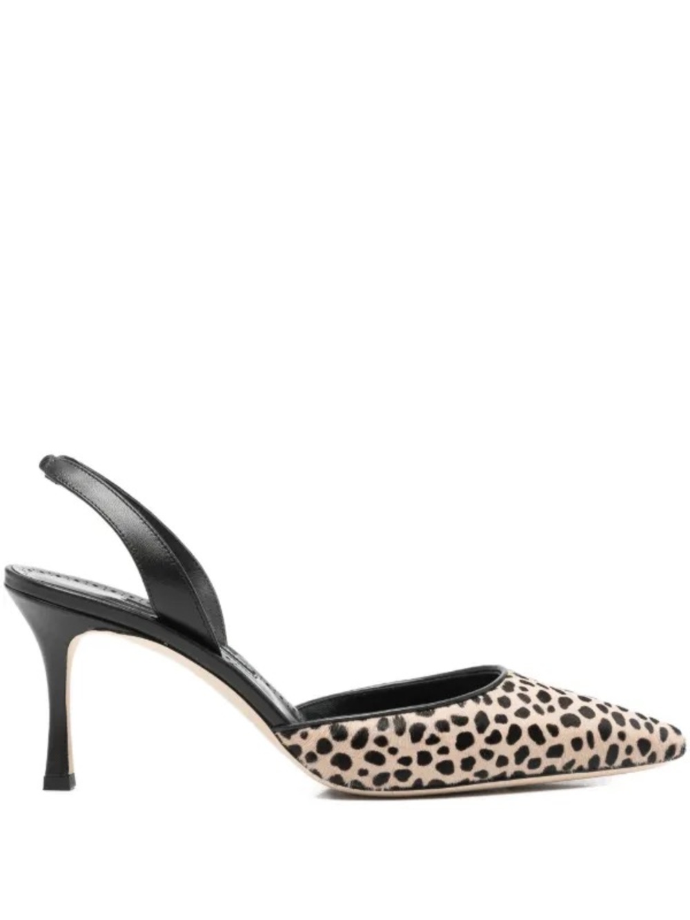 Manolo Blahnik Beige and Black Leopard Print Pointed Slingback Flats Carolyn 70